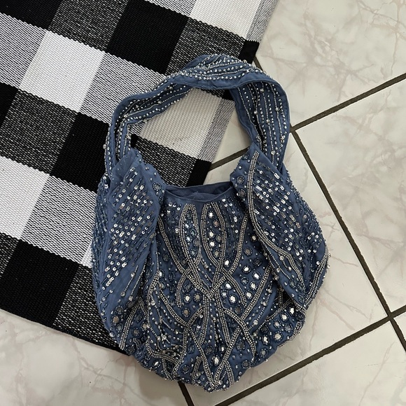 Zara Handbags - Zara blue jewel bag